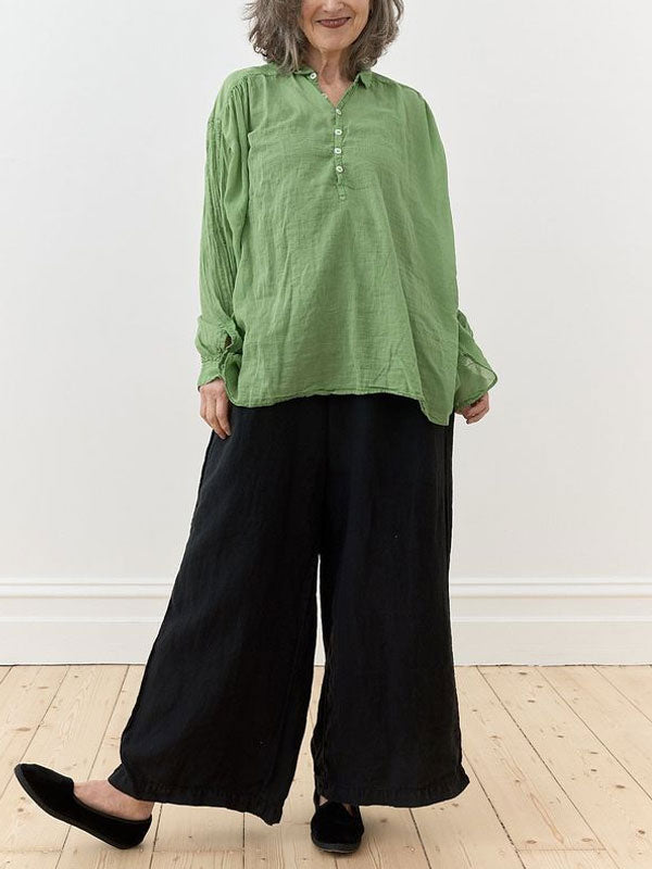 Comfortable and Simple Women's Cotton and Linen Shirt