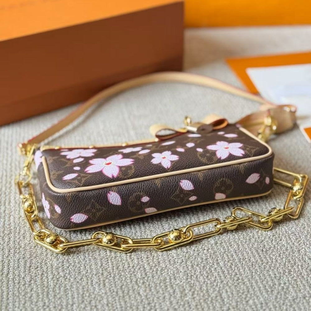 LOUIS VUITTON X MURAKAMI POCHETTE ACCESSOIRES SAKURA BROWN 22CM M13666