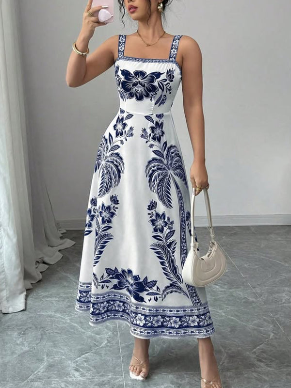 Elegant Temperament Waist Floral Women's Dress
