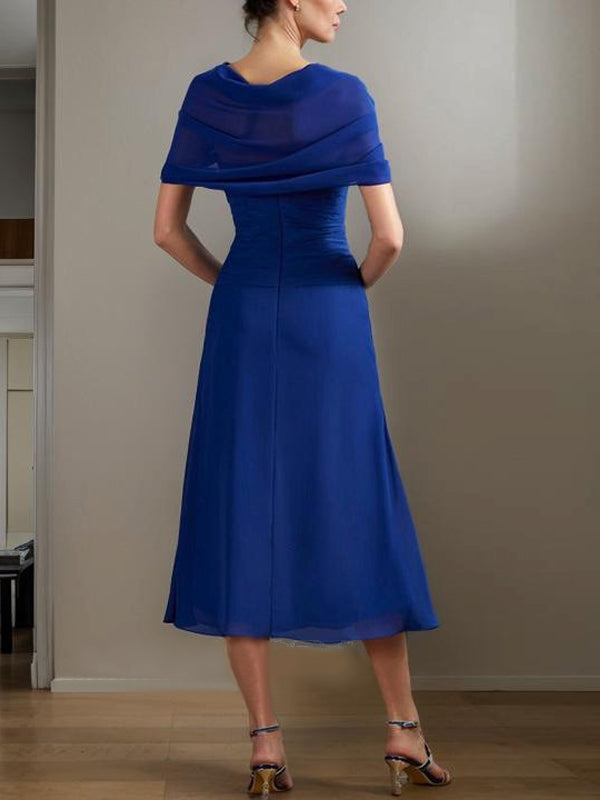 V-neck Solid Color Midi Dress