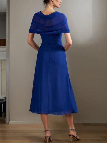 V-neck Solid Color Midi Dress