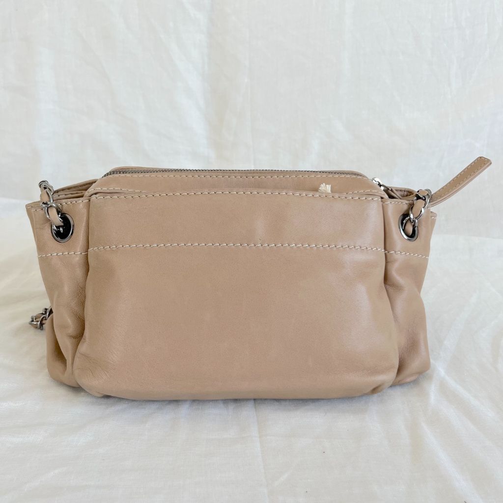 Chanel Tan Leather Accordion Zipper bag