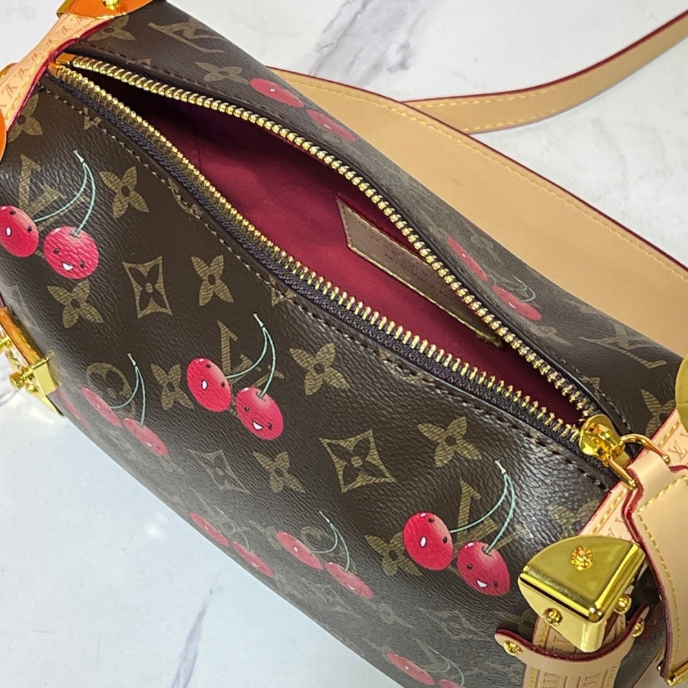LOUIS VUITTON X TAKASHI MURAKAMI MONOGRAM CERISE SIDE TRUNK MM 21CM BROWN M14278