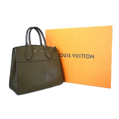 Louis Vuitton Ostrich Green Leather City Steamer Bag