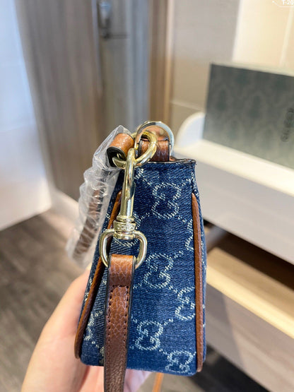 Gucci Women Ophidia GG Mini Bag Jacquard Denim
