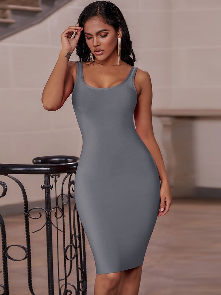 loveedsTM - Elegant Sleeveless Bodycon Bandage Dress for Women 2024 Summer Basic Green Sexy Dresses Roung Neck Evening Club Party Dress Midi