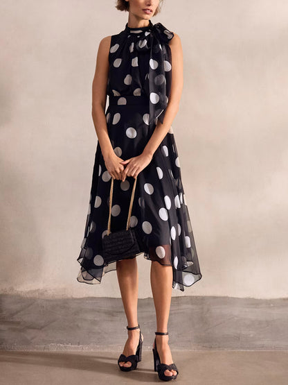 Elegant Chiffon Polka Dot Women's Dress