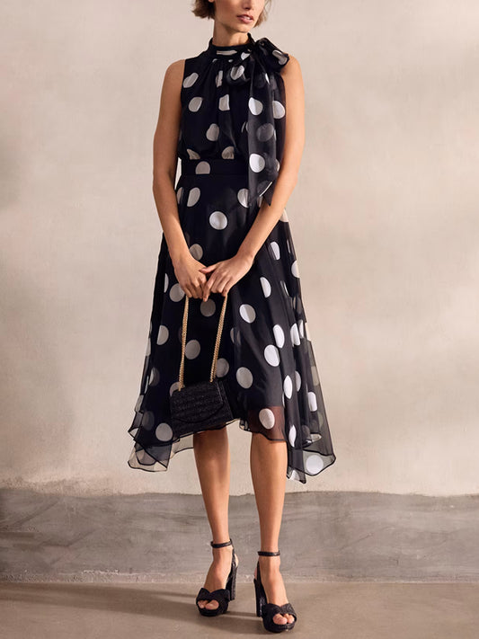 Elegant Chiffon Polka Dot Women's Dress