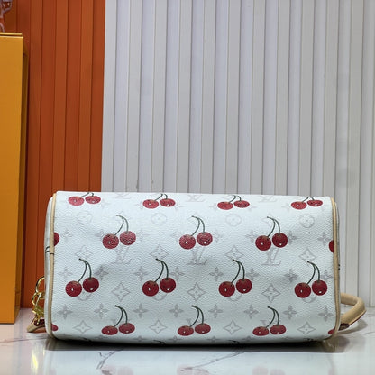 LOUIS VUITTON X TAKASHI MURAKAMI MONOGRAM CERISE SPEEDY 30 WHITE 30CM M14238