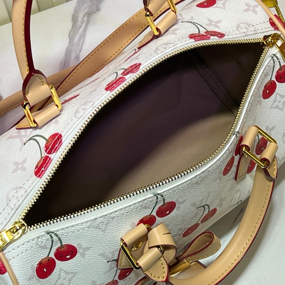 LOUIS VUITTON X TAKASHI MURAKAMI MONOGRAM CERISE SPEEDY 30 WHITE 30CM M14238