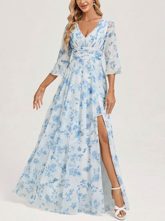 Elegant Floral Holiday Women's Dress