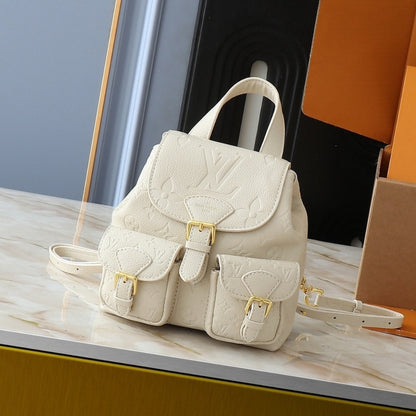 LOUIS VUITTON BACKUP MONOGRAM EMPREINTE LEATHER CREAM 20CM M47106