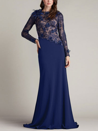 Delicate Floral Illusion Evening Gown