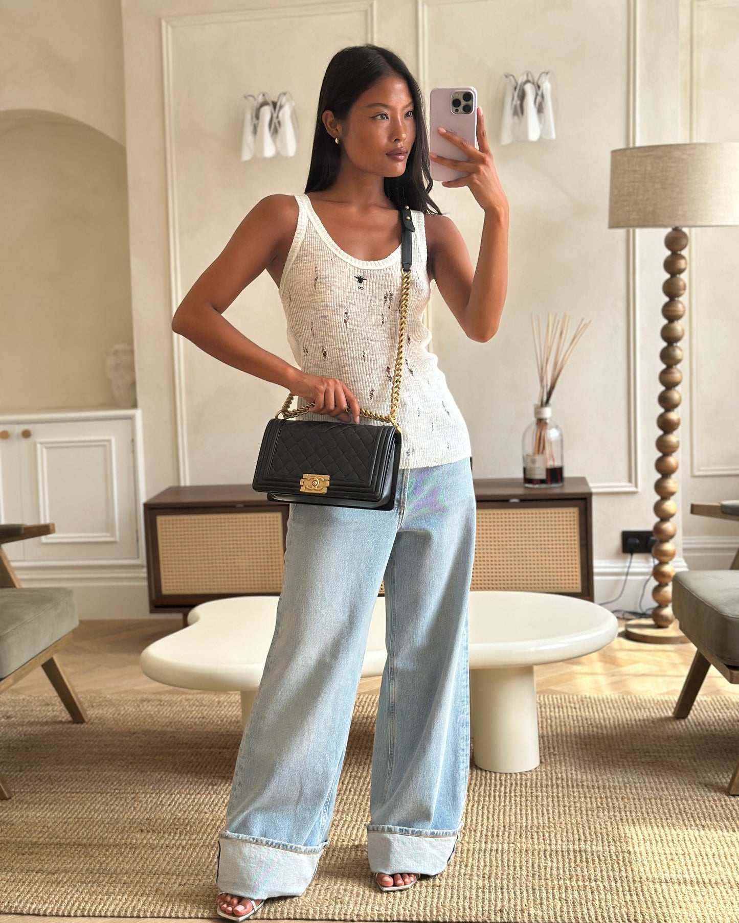 *FIRE PRICE* Chanel Black Medium Boy Bag in Lambskin Leather with Brushed Gold Hardware