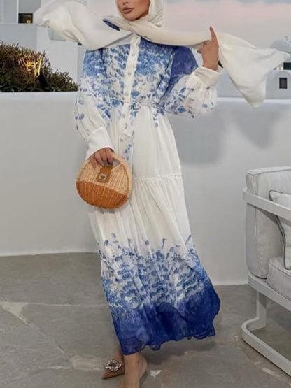 Elegant Temperament Color Matching Maxi Dress