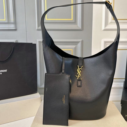 SAINT LAURENT KE 5 À 7 HOBO IN GRAINED BLACK 26CM 793088AADN91000