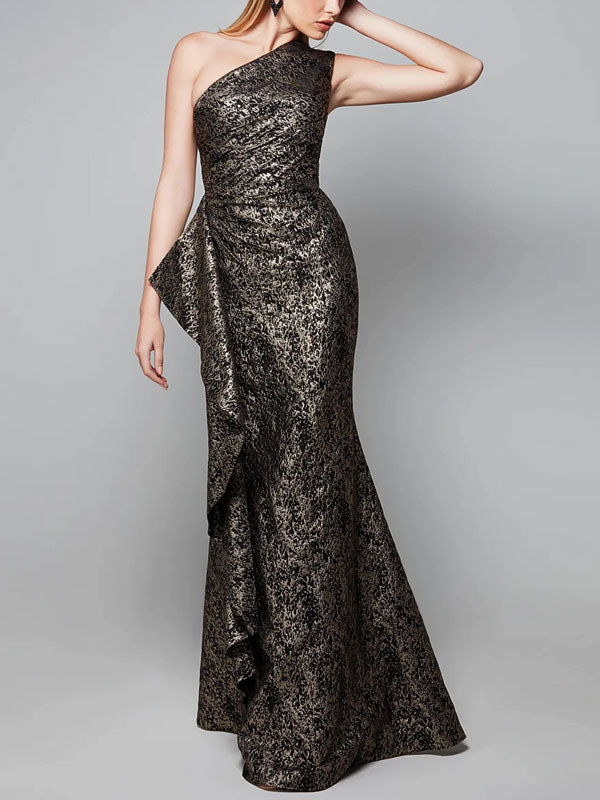 Airy Jacquard Layered Side Gown