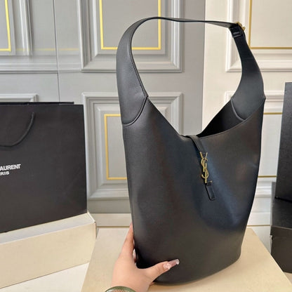 SAINT LAURENT KE 5 À 7 HOBO IN GRAINED BLACK 26CM 793088AADN91000