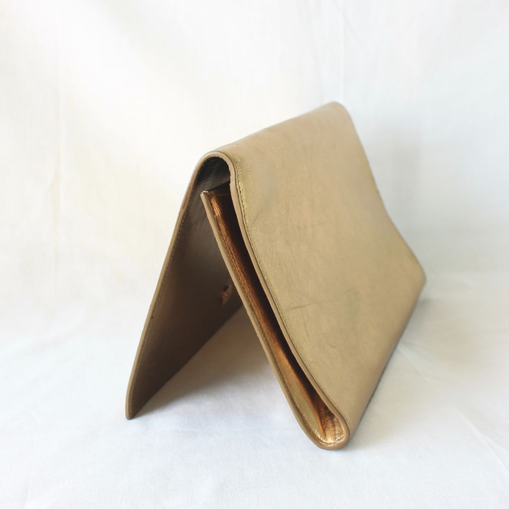 Saint Laurent Gold Patent Leather Belle De Jour Flap Clutch