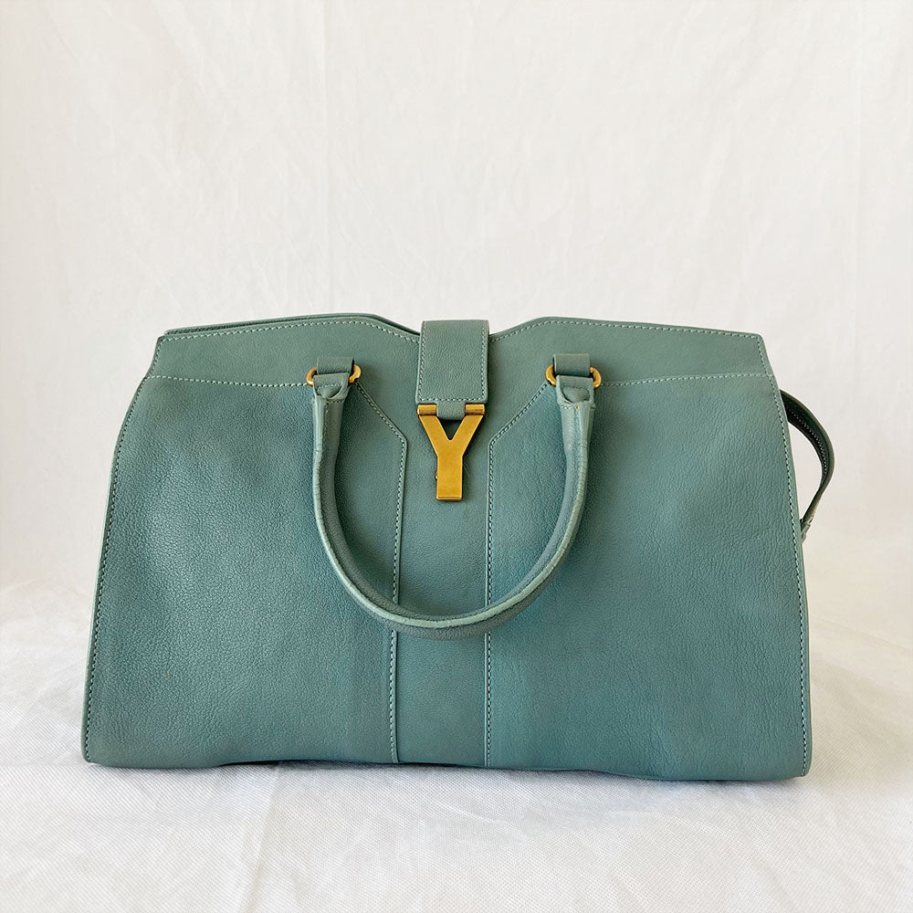 Saint Laurent Blue Leather Medium Cabas Chyc Tote