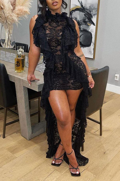 loveedsTM- Floral Lace Elegant Irregular Mini Dress