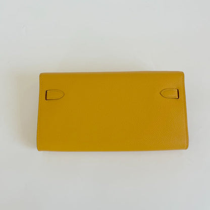 Hermes Kelly To Go Wallet Jaune d'or Epsom Leather with gold hardware