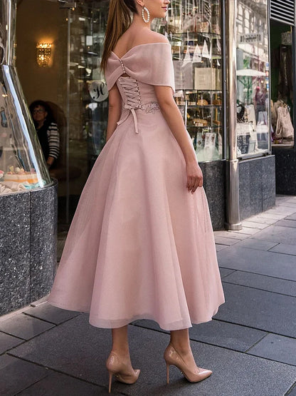 Fashion Mesh Solid Color Dress