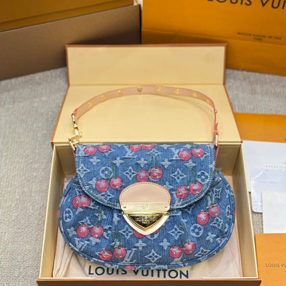 LOUIS VUITTON X TAKASHI MURAKAMI MONOGRAM CERISE SUNSET BAG DENIM BLUE 27CM M13680