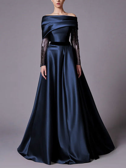 Beaded Sleeve Boat Neck Dress