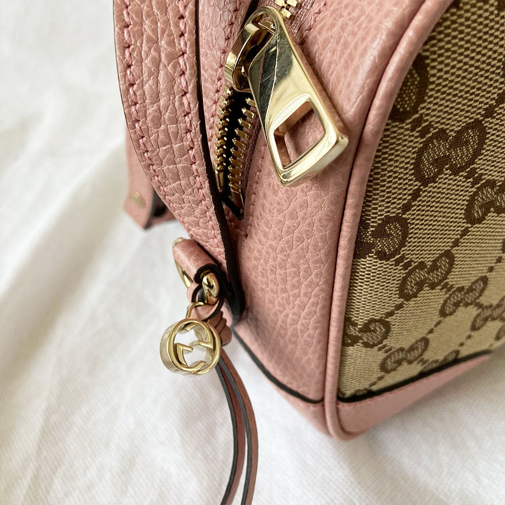 Gucci Bree GG Canvas Leather Mini Messenger Bag Pink