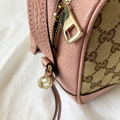 Gucci Bree GG Canvas Leather Mini Messenger Bag Pink