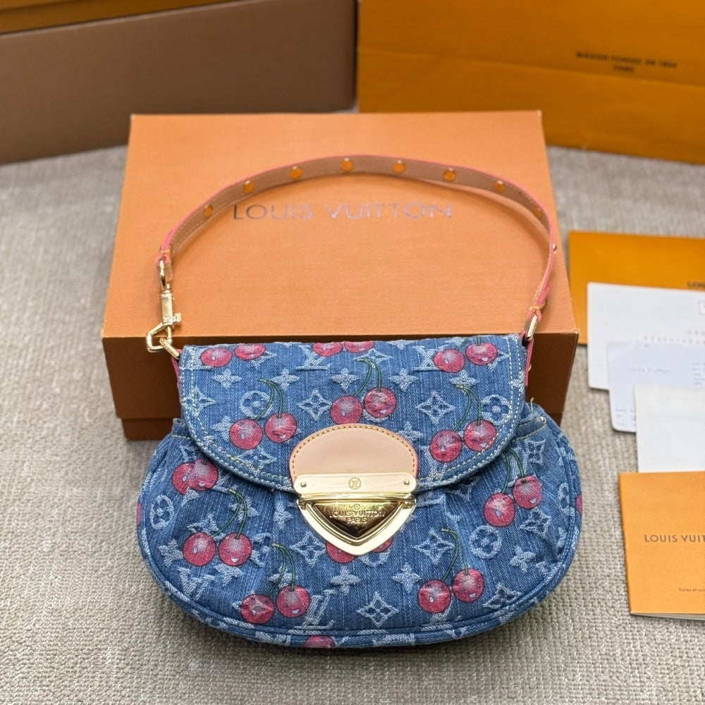 LOUIS VUITTON X TAKASHI MURAKAMI MONOGRAM CERISE SUNSET BAG DENIM BLUE 27CM M13680