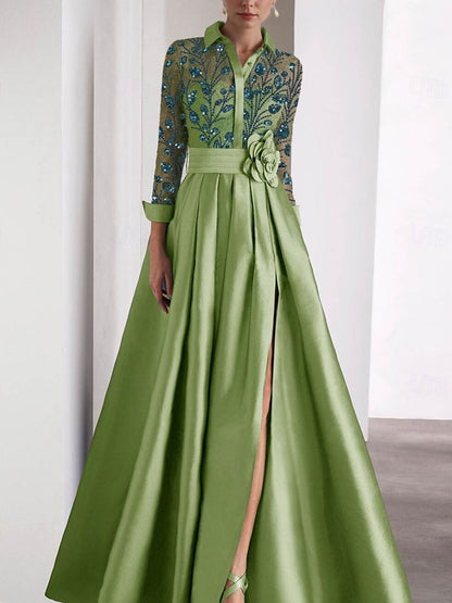 Glitter Slit Embroidery Women's Dress