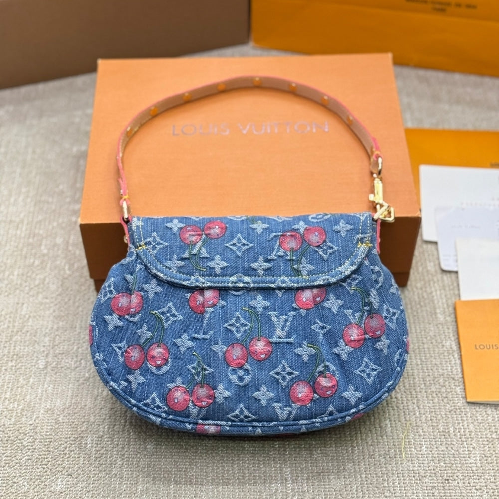 LOUIS VUITTON X TAKASHI MURAKAMI MONOGRAM CERISE SUNSET BAG DENIM BLUE 27CM M13680