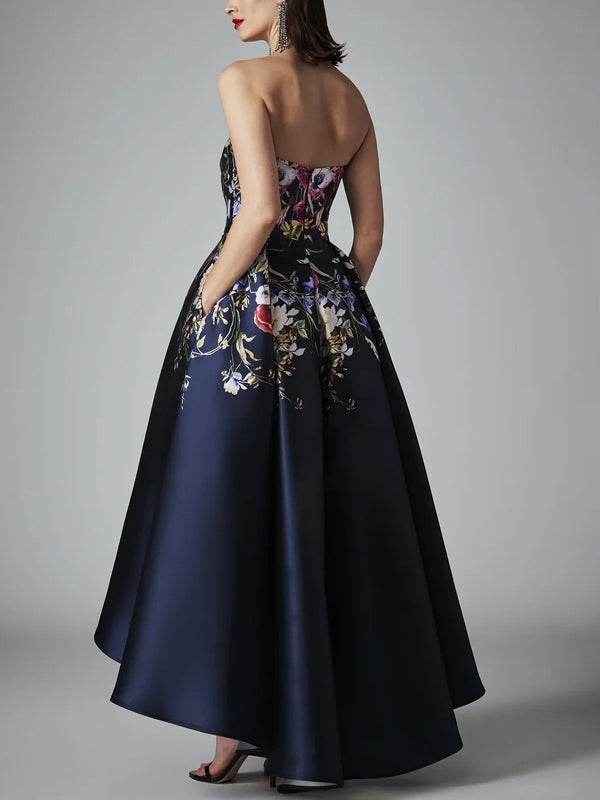 Bandeau Print Midi Dress