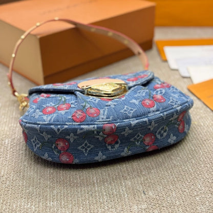 LOUIS VUITTON X TAKASHI MURAKAMI MONOGRAM CERISE SUNSET BAG DENIM BLUE 27CM M13680