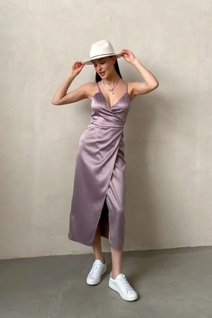 loveedsTM-suspender solid color evening dress