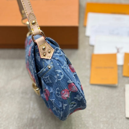 LOUIS VUITTON X TAKASHI MURAKAMI MONOGRAM CERISE SUNSET BAG DENIM BLUE 27CM M13680