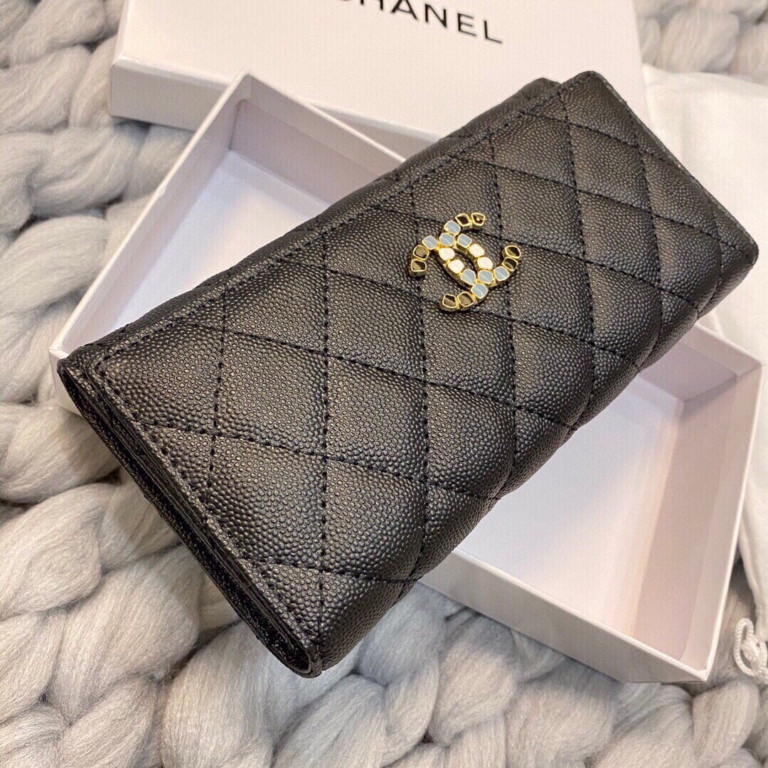 CHANEL 24C BLACK CAVIAR CHAIN WITH CHARMS WOC