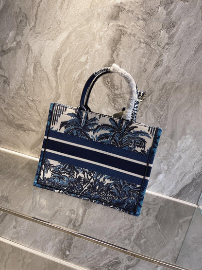 Christian Dior Book Tote Bag Blue Christian Large