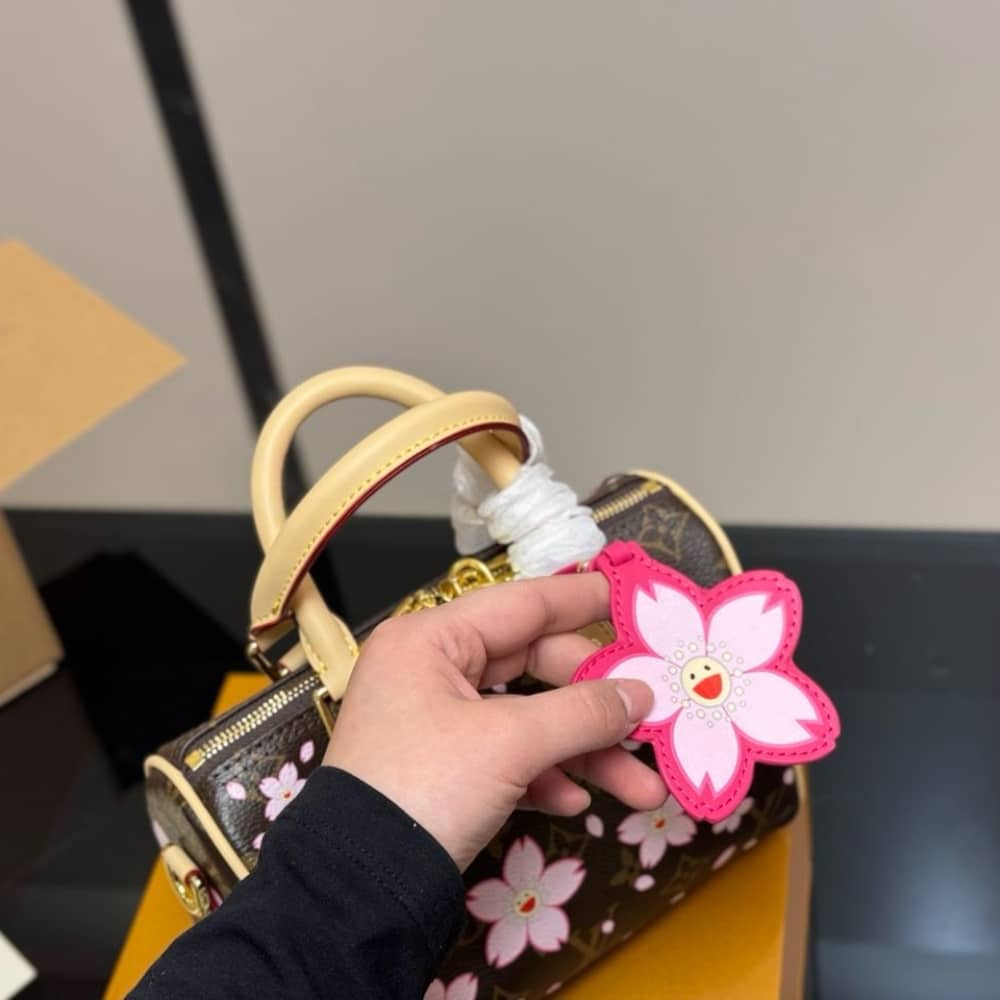 LOUIS VUITTON X MURAKAMI SPEEDY BANDOULIÈRE 25 CHERRY BLOSSOM MONOGRAM COATED CANVAS SAKURA BROWN 25CM M14174