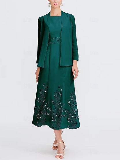 Round Neck Solid Color Dress Suit