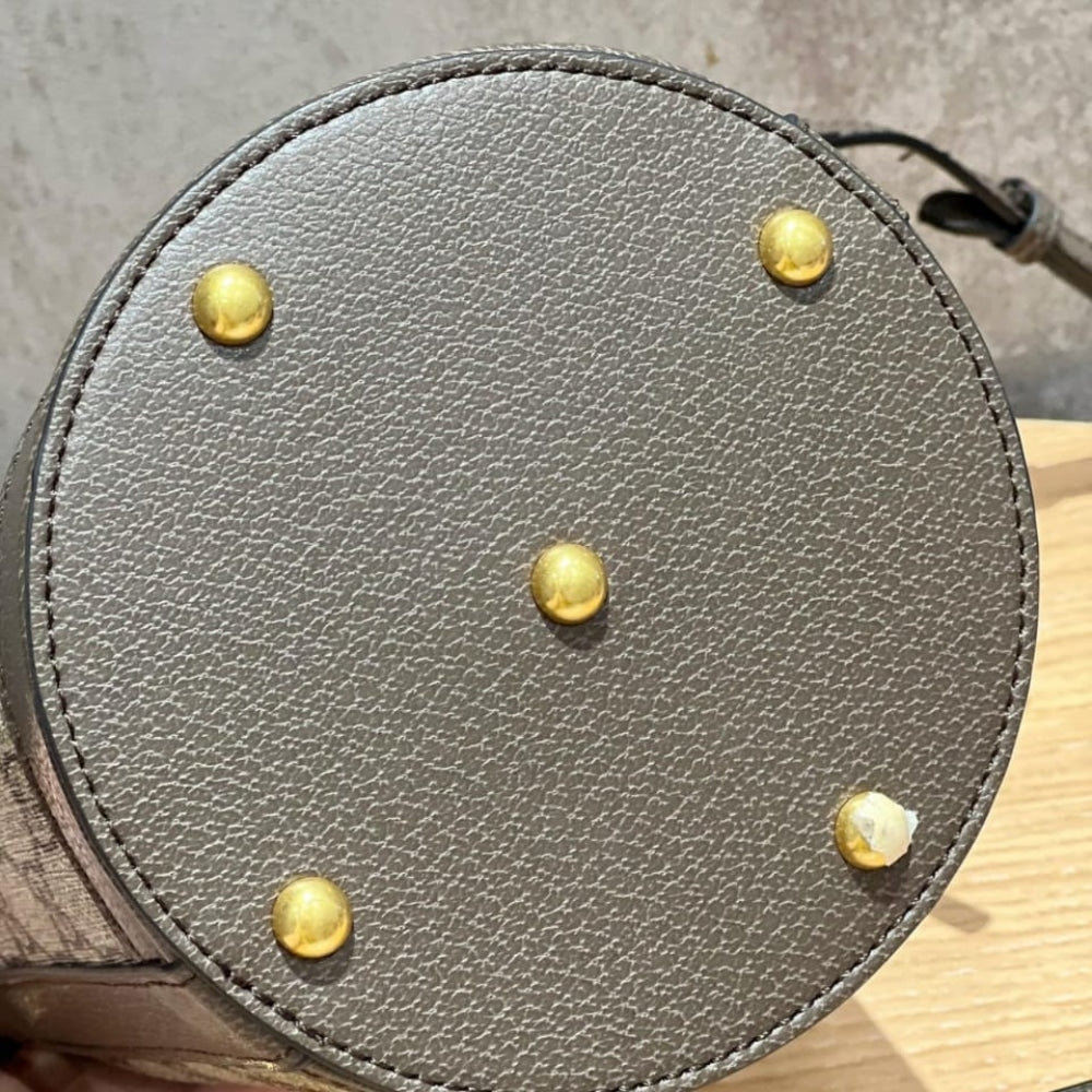 GUCCI OPHIDIA MINI BUCKET BAG BEIGE AND EBONY 20CM 760199 9AAD9 8341