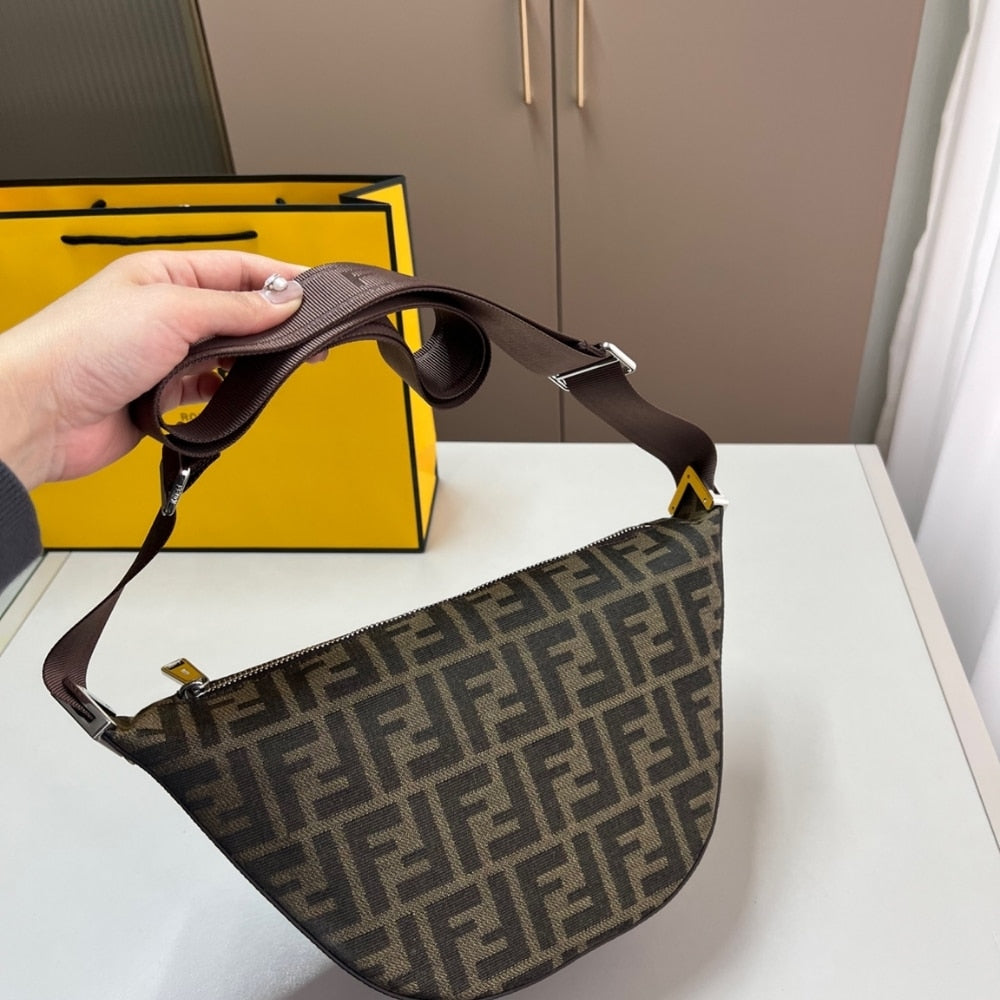 FENDI FF JACQUARD MELON SMALL BROWN 24CM 7VA635ASIQF19KW
