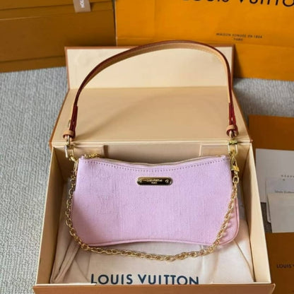 LOUIS VUITTON LIV POCHETTE MONOGRAM DENIM WASHED PINK 24CM M14159