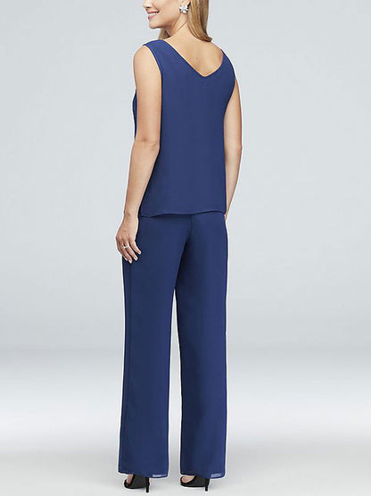 Chiffon And Lace Elegant Ladies Three-piece Suits