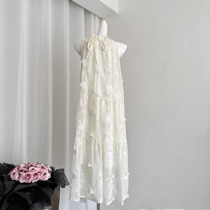 Cute A line Halter Ivory Lace Dress Holiday Dresses SD318