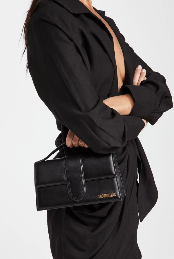 Jacquemus Le Grand Bambino Shoulder Bag in Black Leather