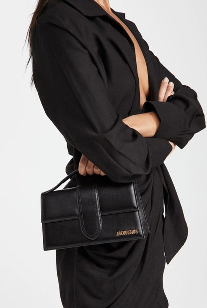 Jacquemus Le Grand Bambino Shoulder Bag in Black Leather