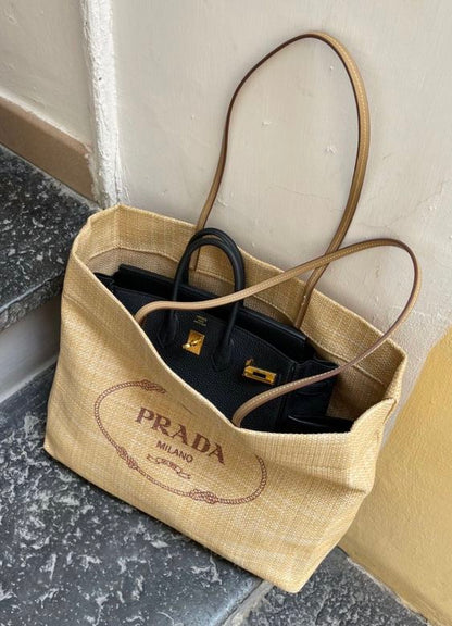Prada Raffia Tote Handbag